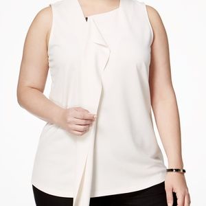 Alfani Ruffled Zip Front Blouse Ivory